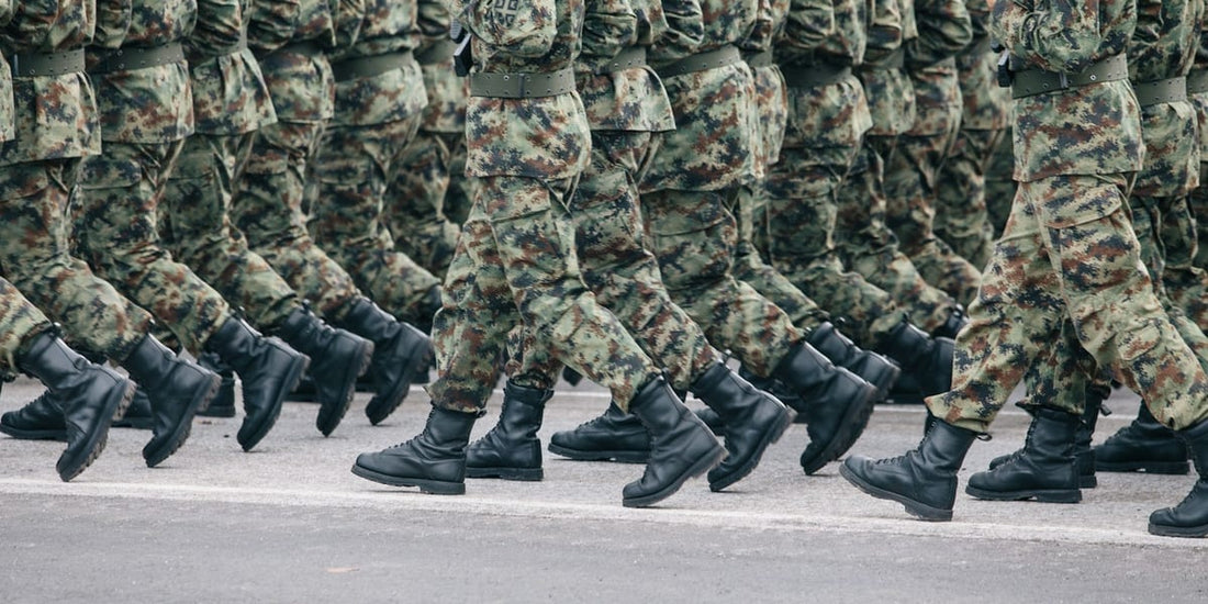Soldiers marching in uniform